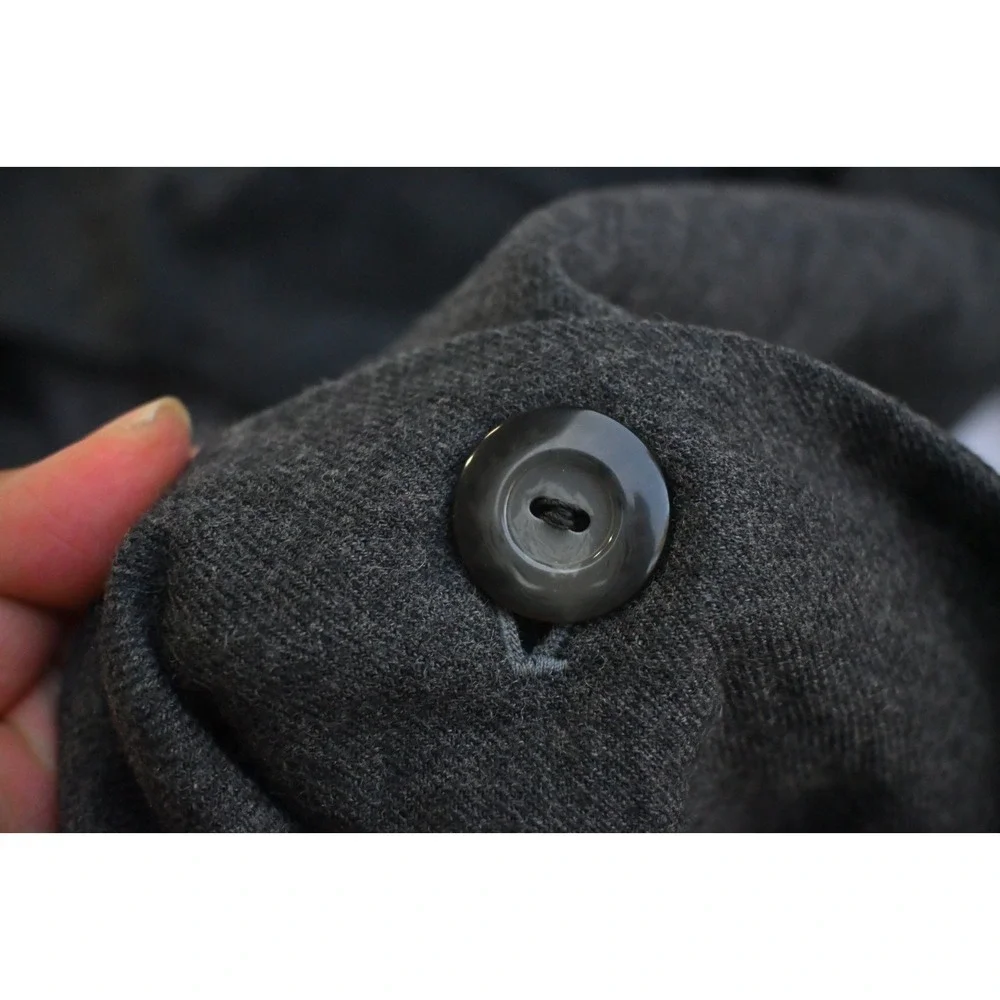 Vintage JH Collectibles Womens 16 100% Wool Collarless Blazer Charcoal Classic